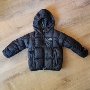 The North Face 550 Down Toddler Reversible Jacket 3t Black Yellow Plaid